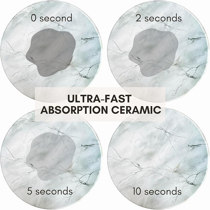 Ceramic Marble Coasters Set of 6, Absorbent Drink Coasters