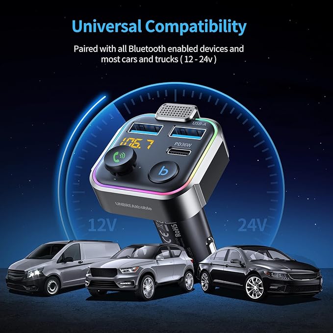 UNBREAKcable Bluetooth FM Transmitter