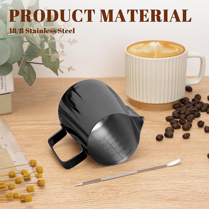 Amrules Milk Frothing Pitcher, 12 oz Milk Frother Cup