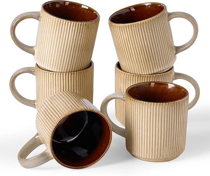 famiware Coffee Mug Set for 6, Star 12 oz Catering Mugs Cup Set