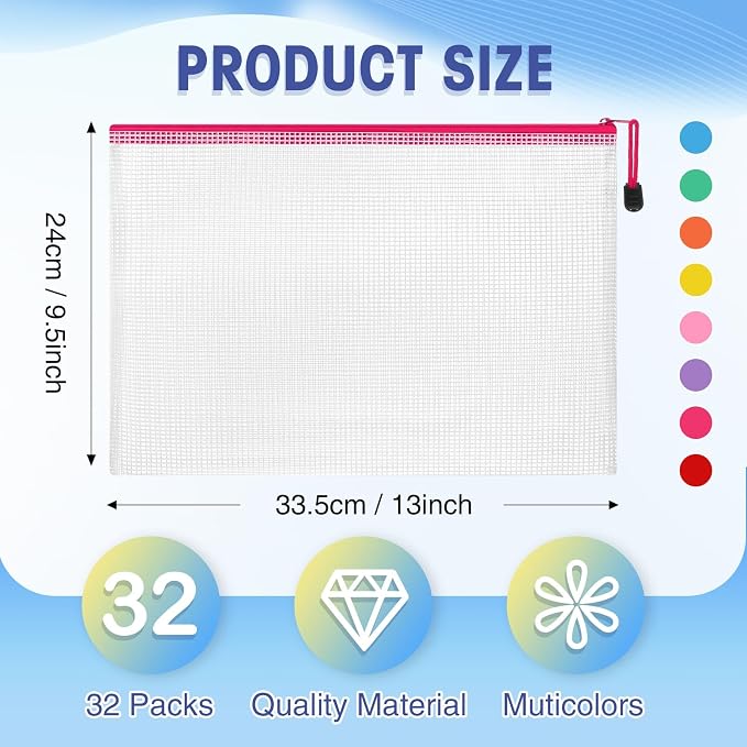 Jetec 32 Pcs Mesh Zipper Bags Toy Storage Bikini Organizer Bag Bolsas Para