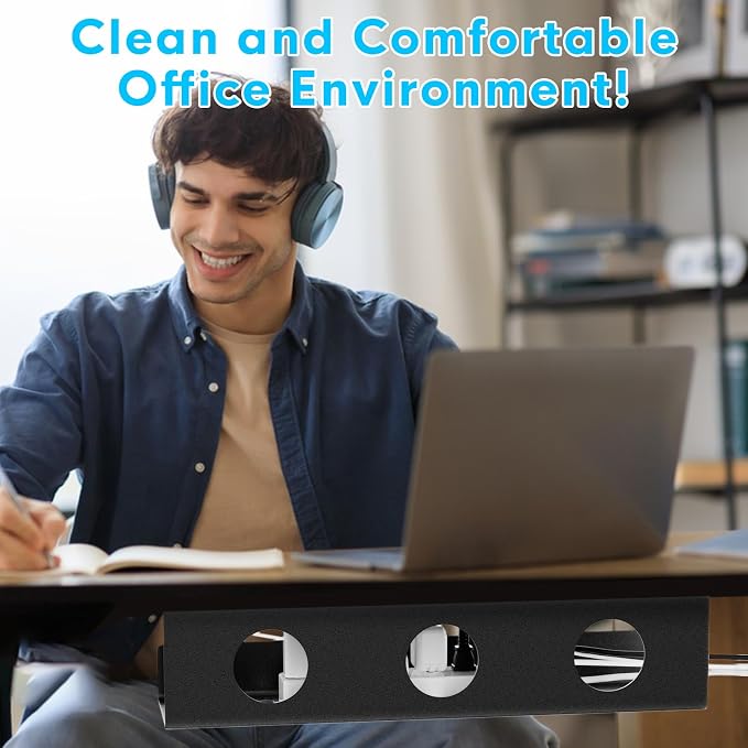 Self-Adhesive Under Desk Cable Management Tray 2 Pcs Steel Under Desk Wires