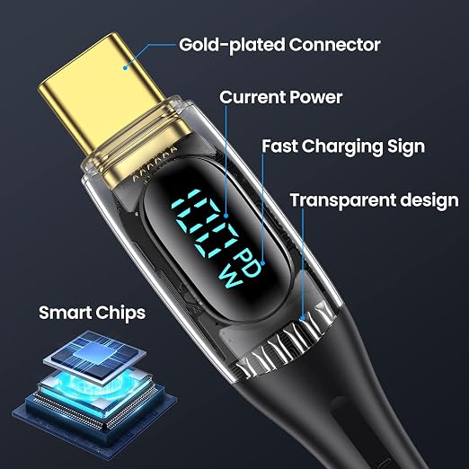 USB C to Multi Charging Cable, USAMS 100W 6.6FT 5A Type C to Type C Fast