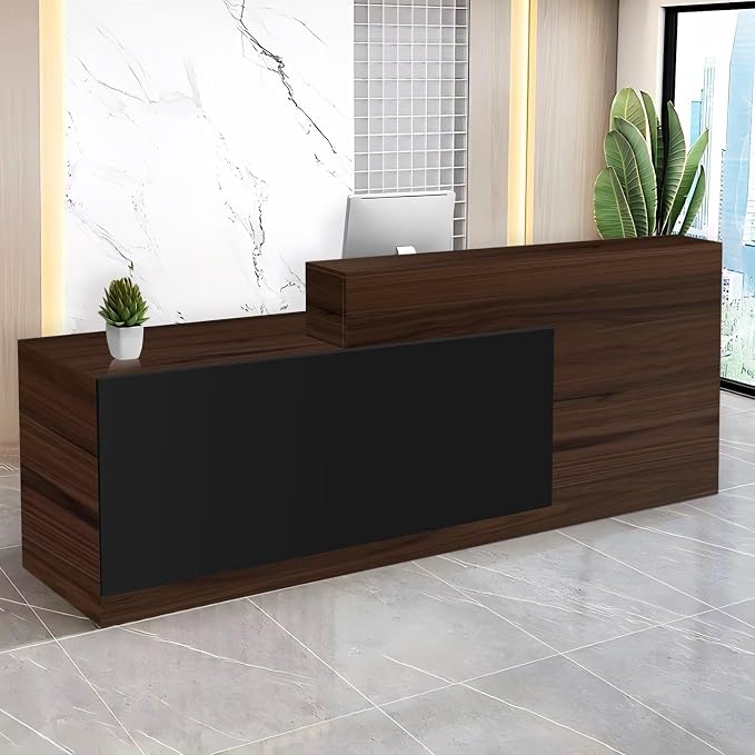 Reception Desk with Counter Modern Checkout Counter with Lockable Drawer