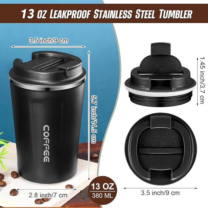 Sieral 4 Pcs 13 oz Travel Coffee Mug Insulated Reusable Coffee Cups