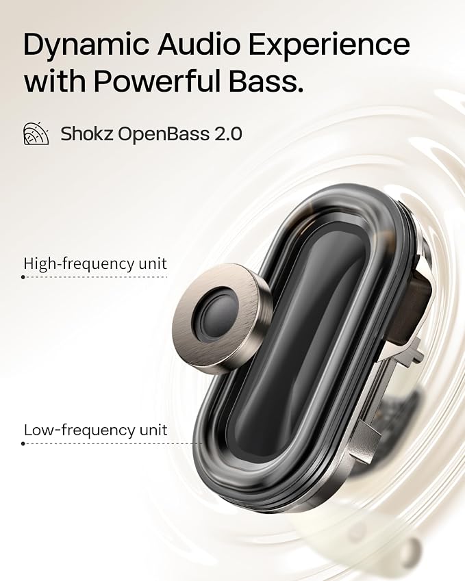 SHOKZ New OpenFit 2 Open-Ear Headphones, True Wireless Bluetooth Earphones