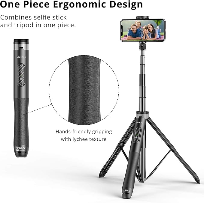 ATUMTEK 51" Selfie Stick Tripod, All in One Extendable Phone Tripod Stand