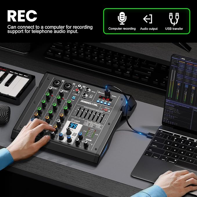 4 Channel Audio Interface DJ Mixer