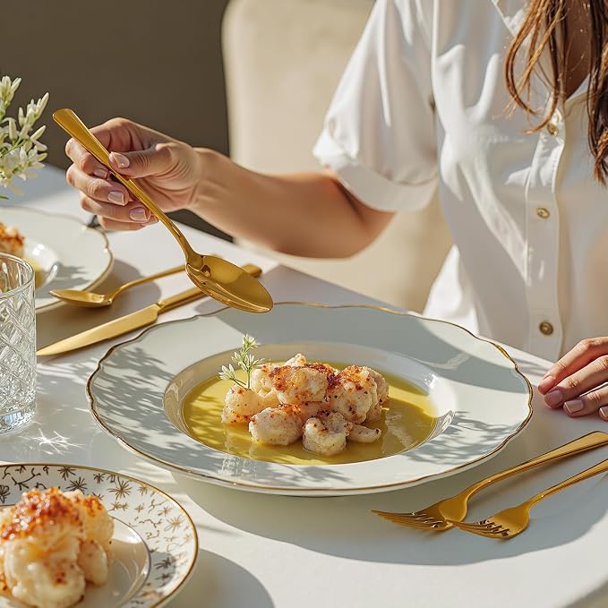 18/10 Flatware set for 4, 20 Piece Gold Stainless Steel Silverware Set |