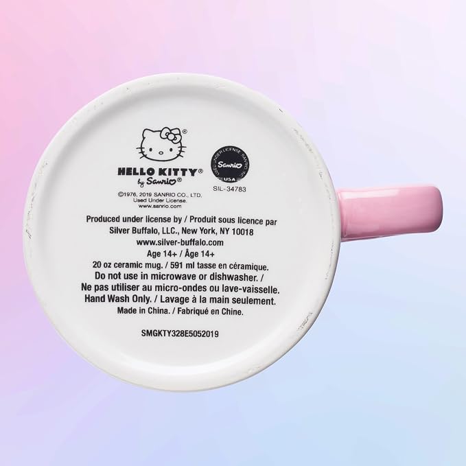 Silver Buffalo Sanrio Hello Kitty Rainbow, 3D Sculpted Handle Mug, 20oz | Polka