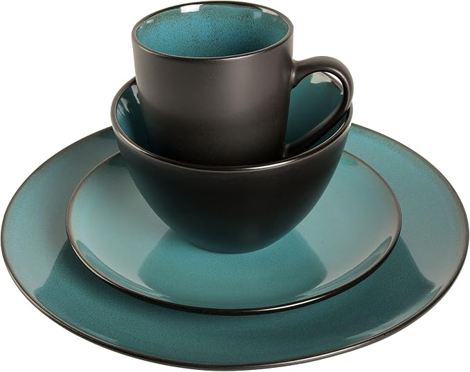 Gibson Elite Soho Lounge 16-Piece Round Reactive Glaze Stoneware Dinnerware Set