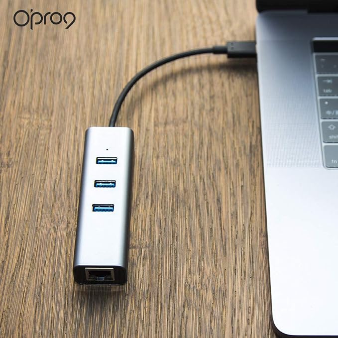 Opro9 4-in-1 USB C to Ethernet Hub, USB OTG Network Adapter, 3xUSB 3.0