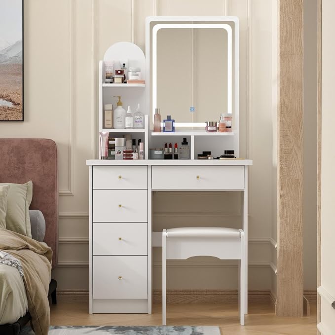 Vanity Set with Rectangular Mirror