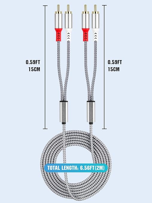2RCA to 2RCA Cable 2 RCA Male Hi-Fi Systems Audio Stereo Subwoofer Cable