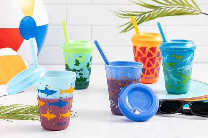 Ello 12oz Kids Plastic Reusable Color Changing Cups
