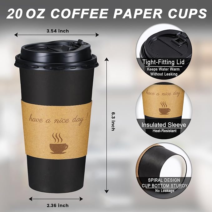 Lamosi 20 oz Coffee Cups 50 Pack, Disposable To Go Paper Cups