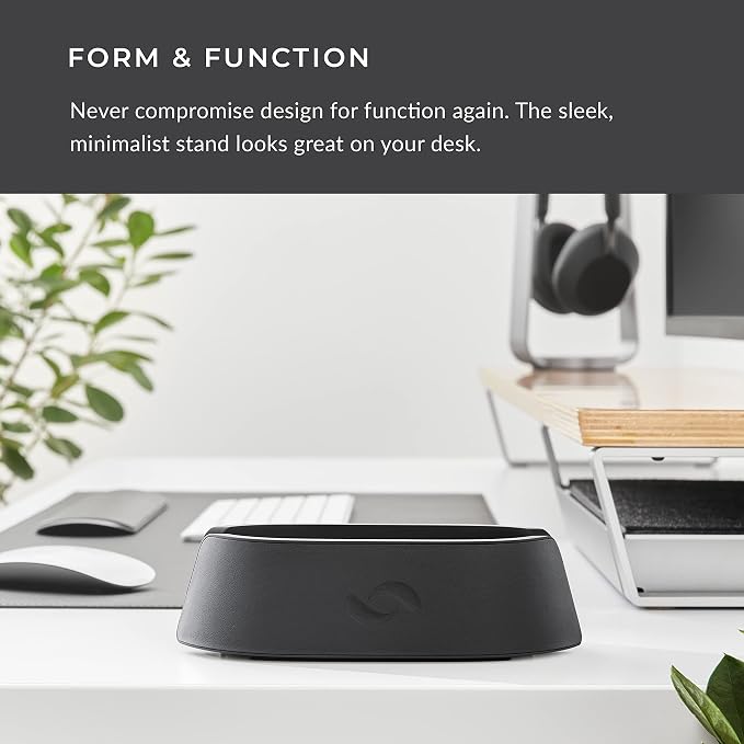 HumanCentric Vertical Laptop Stand in Vegan Black Leather, Upright Adjustable
