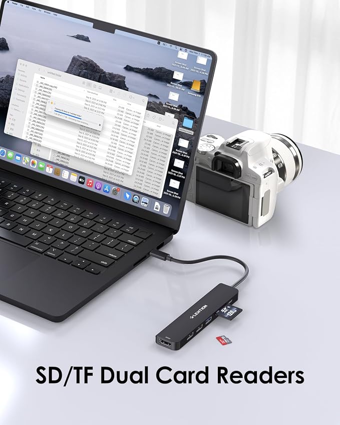 LENTION USB C Hub with 100W Charging, 4K@60Hz HDMI, Dual Card Reader, USB 3.0 &