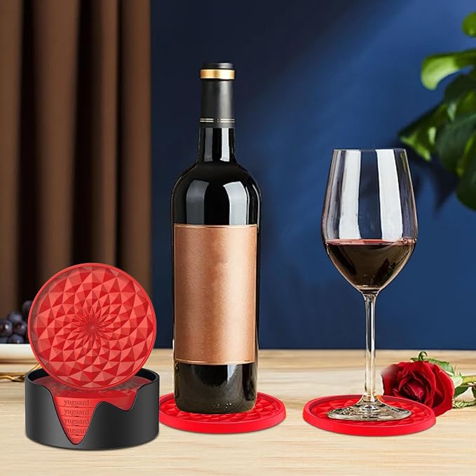 Silicone Coasters with Holders Drink Coasters, Table Cup Mat,