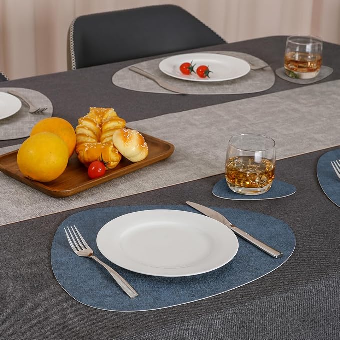 Faux Leather Placemats Set of 4, Dual Sided