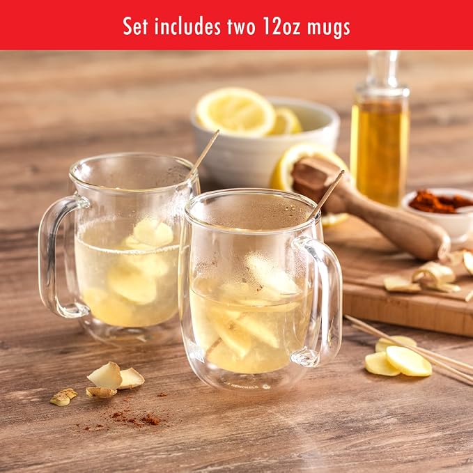 Zwilling Sorrento Plus 2-Pc Double Wall Insulated Glass Coffee Mug Set |