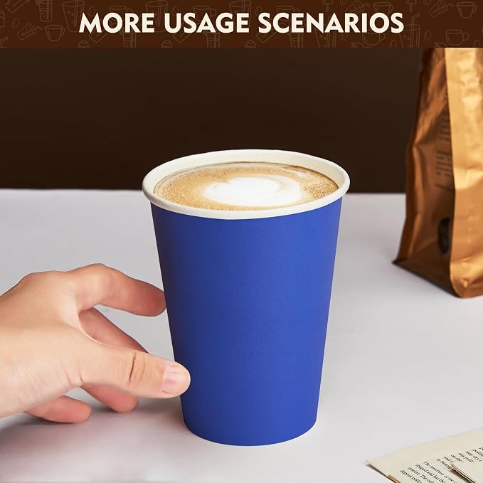 YEEHAW 16 oz Coffee Cups with Lids, 100 Pack | Heat & leak-proof paper