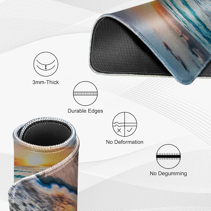 JIKIOU 3 Pack Mouse Pad with Stitched Edge, Comfortable Mouse Pads with