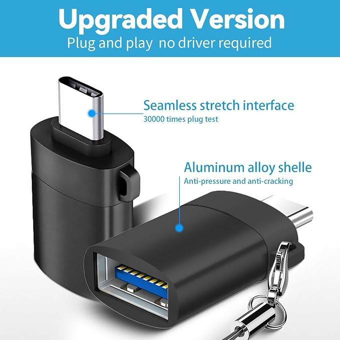 USB C to USB Adapter 4 Pack, USBC Male to USB A 3.0 Female OTG Adapter