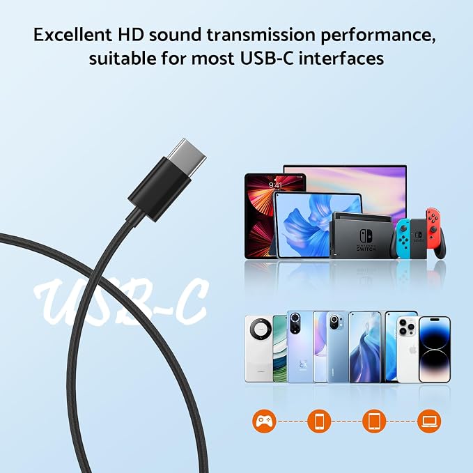 USB C Headphone with Microphone 3 Pack, Type C Wired Earbuds with Noise