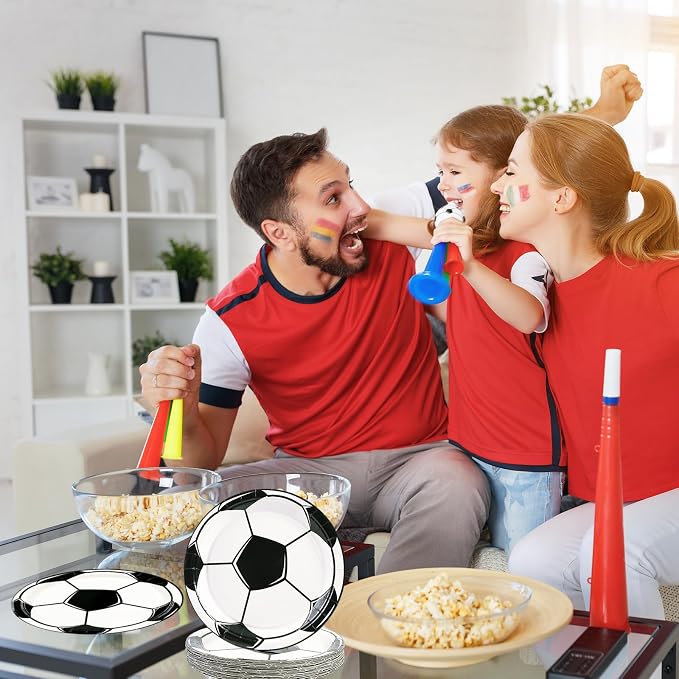 50PCS Soccer Plates and Napkins, 7inch Disposable Tableware Set | Soccer Themed