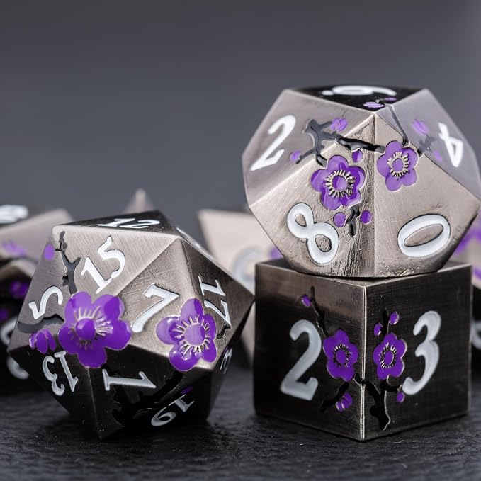 Black Metal DND Dice Set with Gift Case