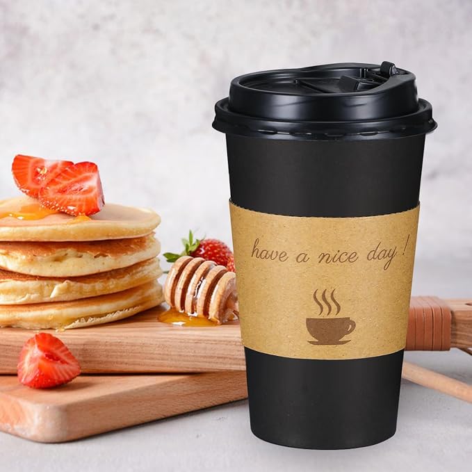 Lamosi 100 Pack 16 oz Coffee Cups, Disposable To Go Paper Cups