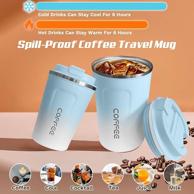 SPLMIFA Travel Coffee Mug Leak-Proof, Reusable Coffee Cups