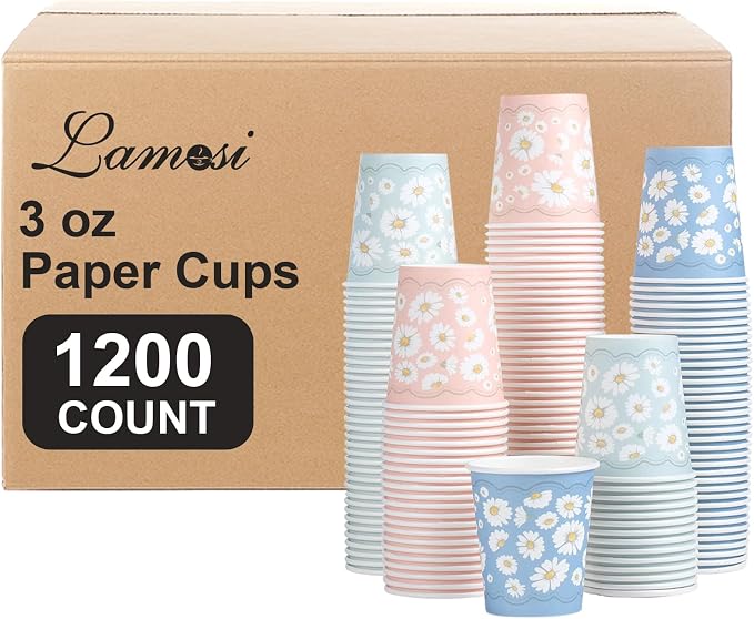 Lamosi 1200 Pack 3 oz Bathroom Cups, Small Disposable Paper Mouthwash Cups |