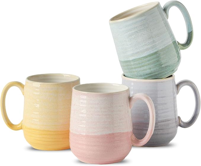 HASENSE 15oz Coffee Mugs Set of 4, Ceramic Coffee Cups