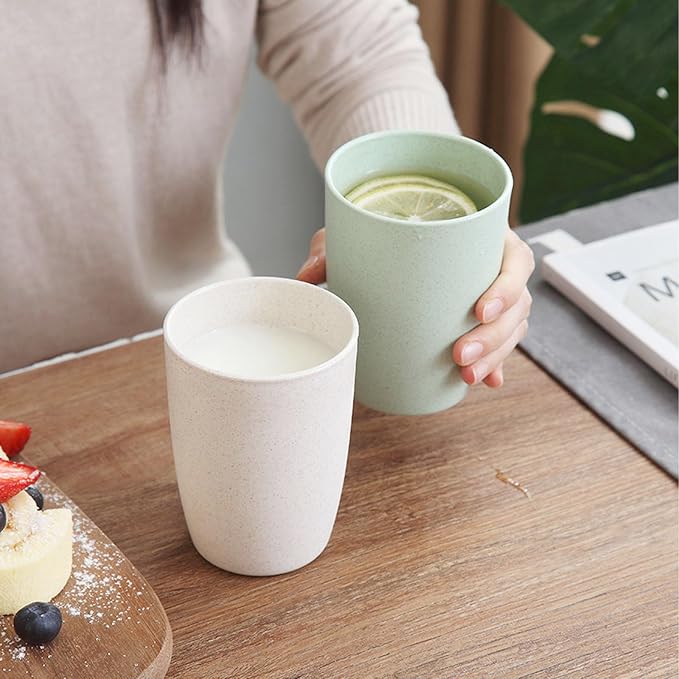 Wheat Straw Cups set of 4, Unbreakable Drinking Cup, Reusable Cups, Dishwasher
