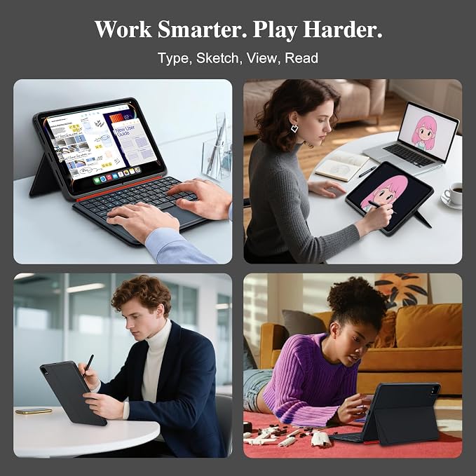 Keyboard Case for iPad Air 11 inch M3 M2&Pro 11, Magnetic Detachable iPad A16