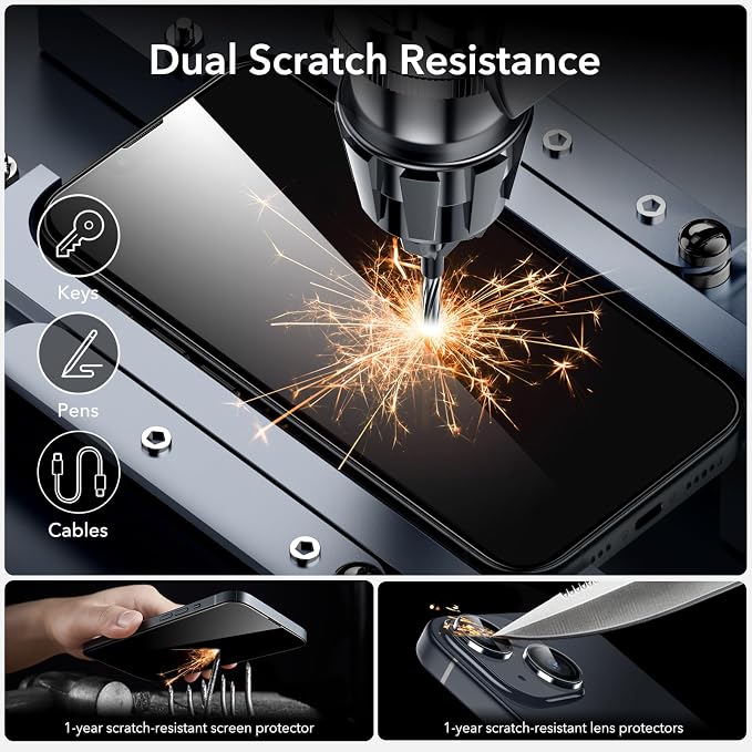 ESR for iPhone 14 Screen Protector Set, 3 Tempered-Glass Screen Protectors and