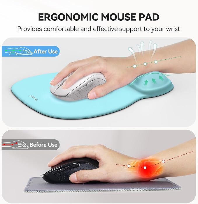 TECKNET Gel Mouse Pad with Wrist Rest, Ergonomic Office Mousepad with Wrist