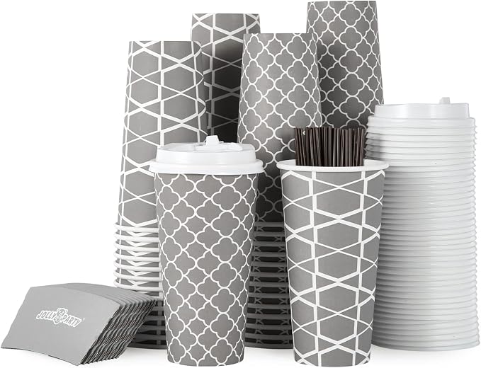 JOLLY PARTY 20 oz Paper Coffee Cups, Disposable Coffee Cups