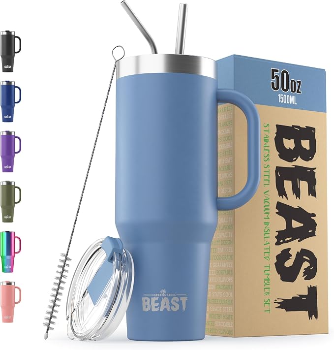 Beast 50 oz Tumbler with Handle Stainless Steel Vacuum Insulated Coffee Ice Cup