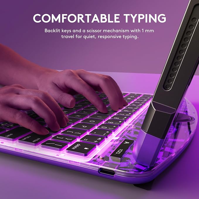 GUSGU Transparent Case with Wireless Keyboard