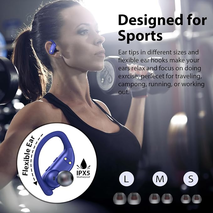 bmanl Wireless Earbuds Bluetooth Headphones 48hrs Play Back Sport Earphones