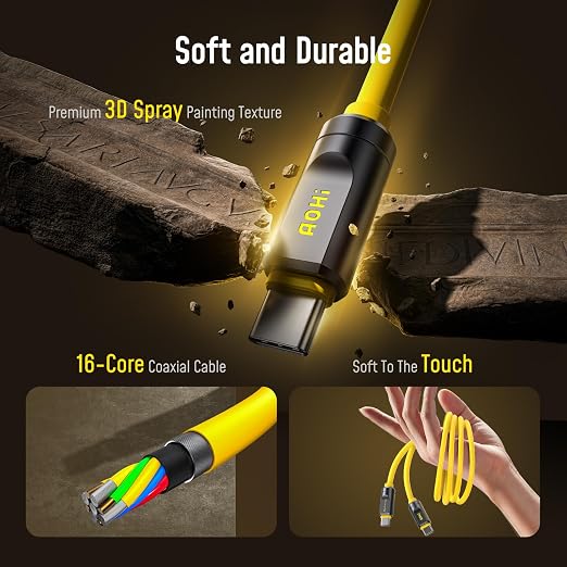 AOHI USB4 2.0 Cable 6.6ft with 240W PD3.1 Fast Charging, 80Gbps Data Transfer