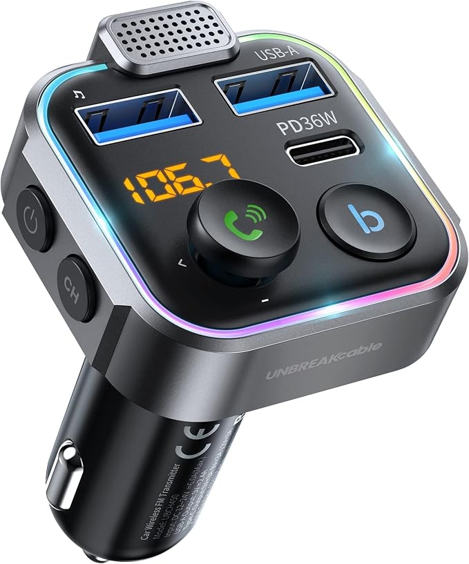 UNBREAKcable Bluetooth FM Transmitter