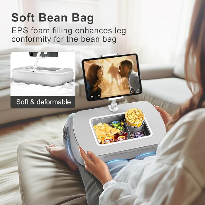 Tablet Stand Pillow with Snack Bowl, iPad Lap Holder