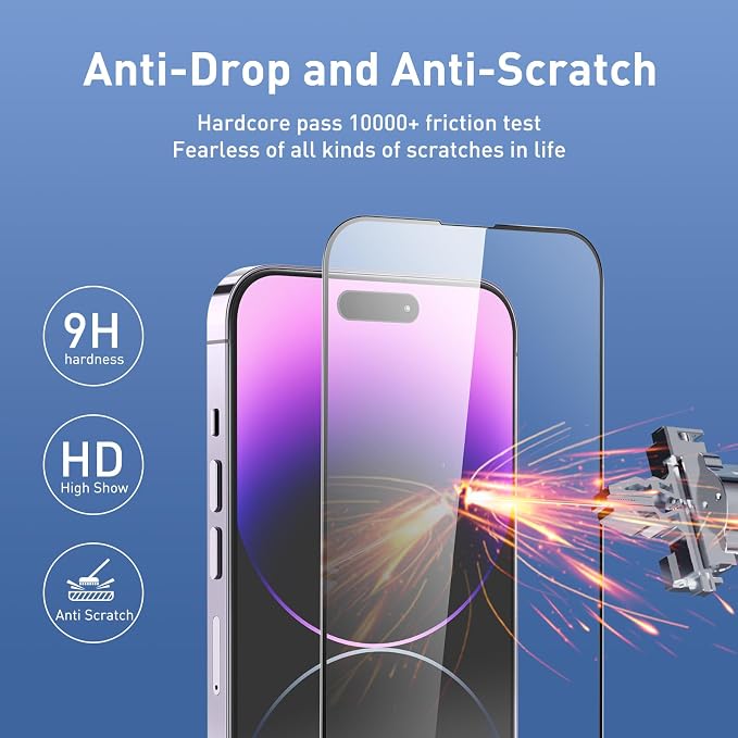 for iPhone 14 Pro Max Screen Protector Blue Light Full Coverage Dynamic Island