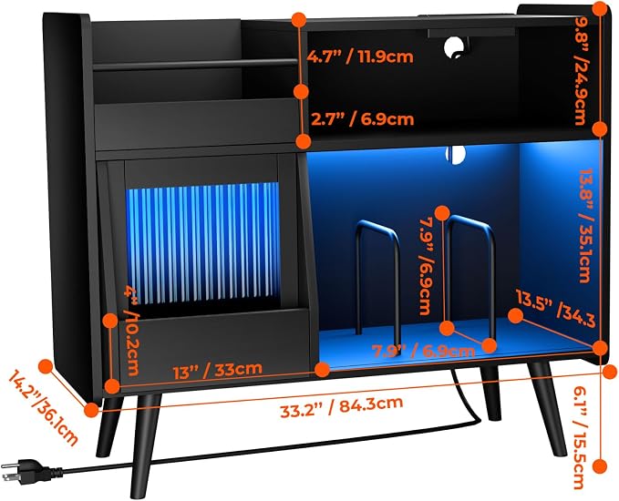 Large Record Player Stand with Sliding Door, 350 Vinyl Record Storage Cabinet