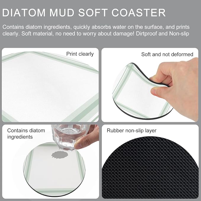Simple Lines Coasters Set of 6, Absorbent Coasters