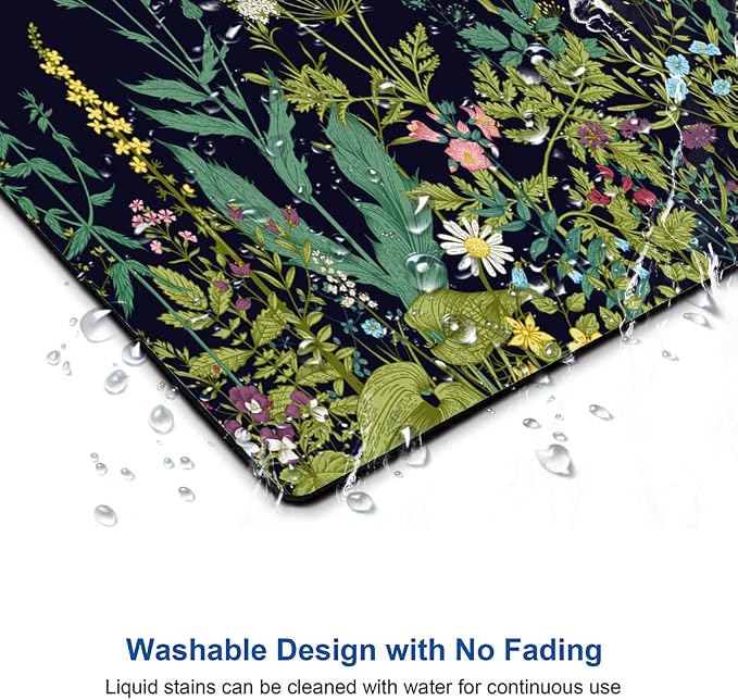 Floral Mouse Pad, Square Waterproof Non-Slip Rubber Base Mouse Pad
